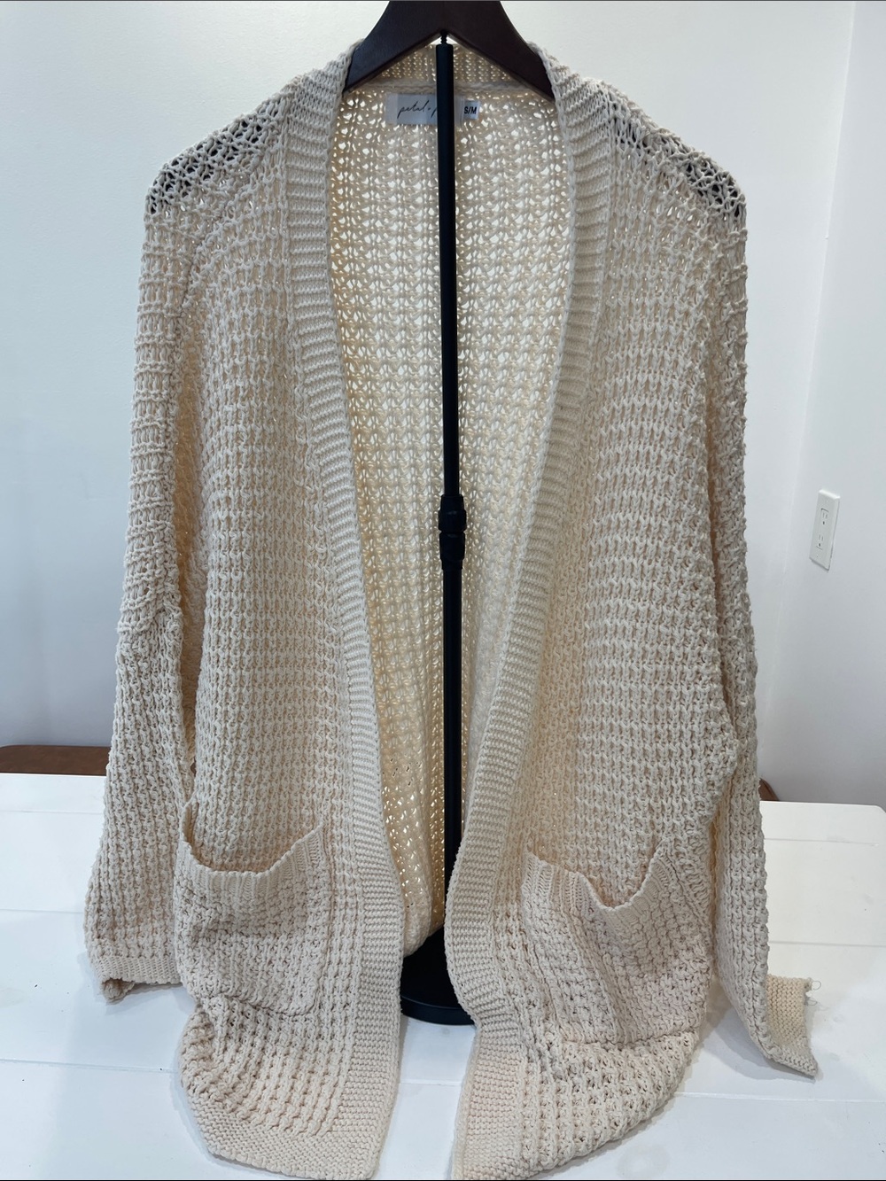 Petal & Pup Open-Front Cream Knit Cardigan